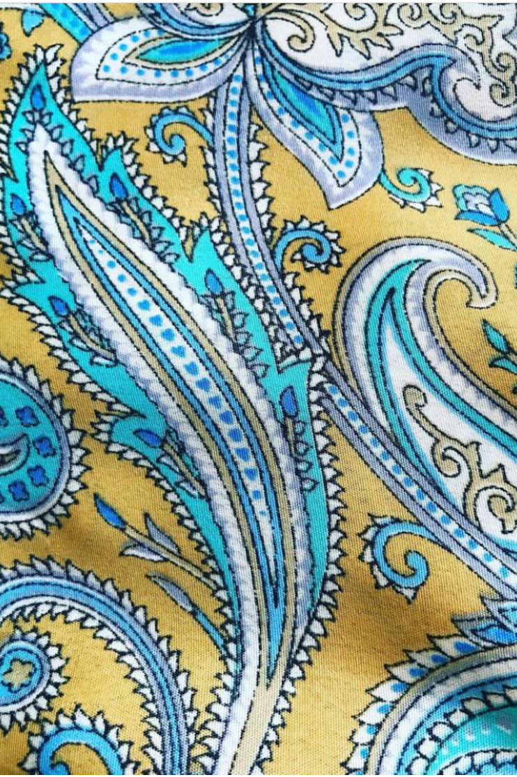 Blue Yellow Paisley - Silk Pyjamas